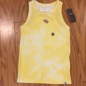 Yellow and white tie dye tank top